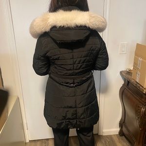 Neiman Marcus Down ski coat with fox trim collar